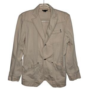 Diesel Mid-2000s Utility Cream Cotton Blazer Top-Stitched Workwear Jacket Small